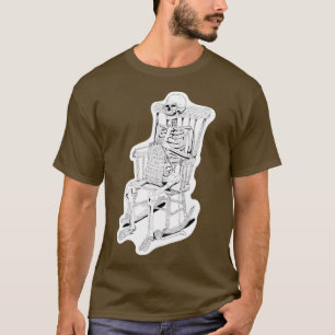 Camiseta Esqueleto de punto en la silla de roca