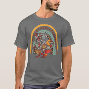 Camiseta Esqueleto de Rainbow Halloween montando momia dino