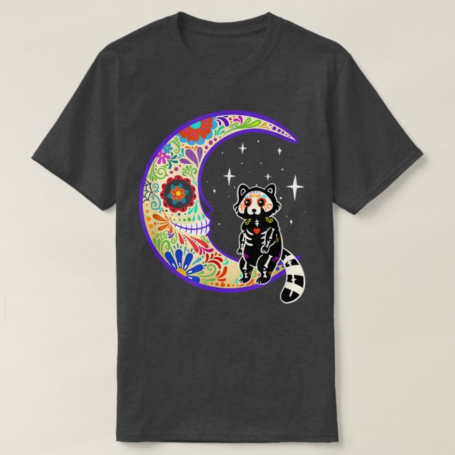 Camiseta Esqueleto de Red panda Dia de Los Muertos (Diseño del anverso)