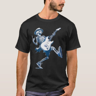 Camiseta Esqueleto de Rock And Roll Band Tocando Guitarra