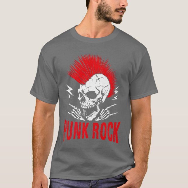 Camiseta Esqueleto de Rock Punk Premium (Anverso)
