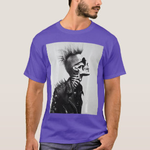 Camiseta Esqueleto de Rock Punk Tocando Guitarra Música Hal
