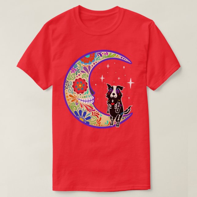 Camiseta Esqueleto de Sheltie Dia de Los Muertos  (Diseño del anverso)