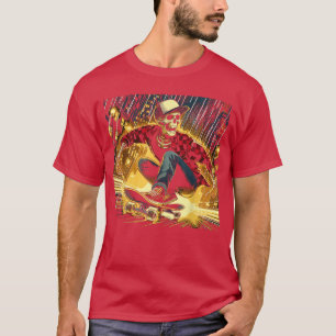 Camiseta Esqueleto de Skateboarder Punk Rock en la calle ba