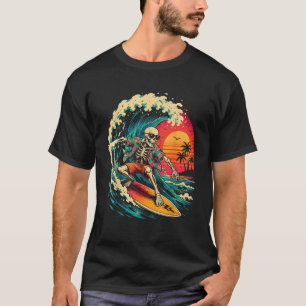 Camiseta Esqueleto de surf vintage en tabla de surf de Hall