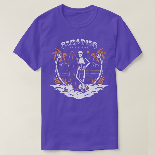 Camiseta Esqueleto de Surfing Paradise  (Diseño del anverso)