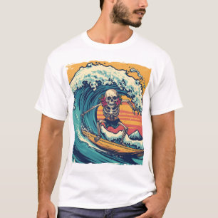 Camiseta Esqueleto de Surfing: Vibes de Wave Rider