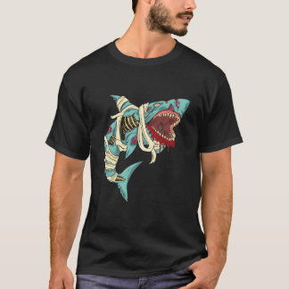 Camiseta Esqueleto de tiburón zombie de Halloween jaula de