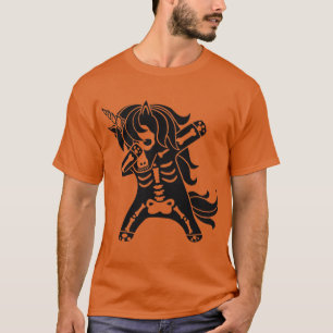 Camiseta Esqueleto de Unicornio Dabbing Divertido Halloween