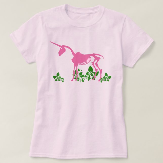 Camiseta Esqueleto de unicornio rosa (Diseño del anverso)
