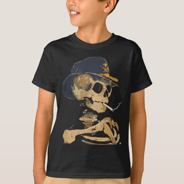 Camiseta Esqueleto de Vaquero Fumando (Anverso)