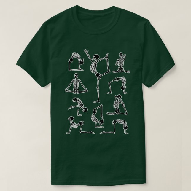 Camiseta Esqueleto de Yoga Mediador Yogi Zen Poses Hallowee (Diseño del anverso)