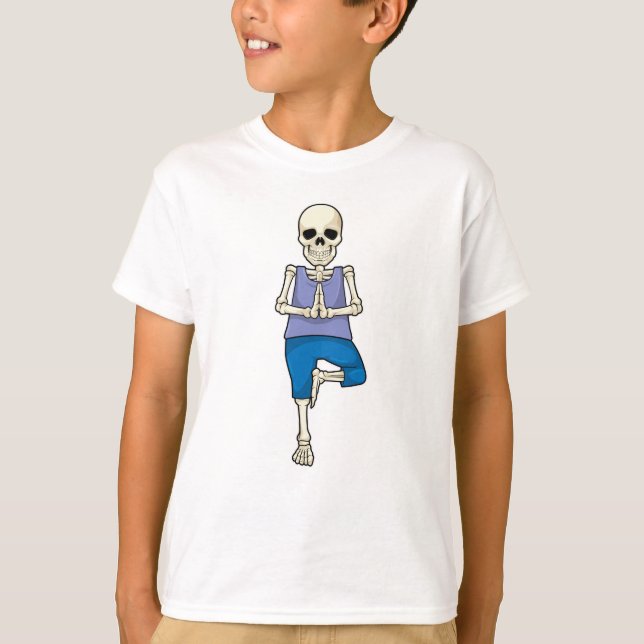 Camiseta Esqueleto de Yoga Stretching (Anverso)
