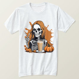 Camiseta Esqueleto del café otoño Halloween