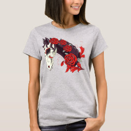 Camiseta Esqueleto del Día de los Caballos Muertos con Rosa