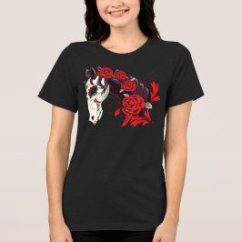 Camiseta Esqueleto del Día de los Caballos Muertos con Rosa