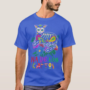 Camiseta Esqueleto del gato de Dia De Los Muertos Cat Flora