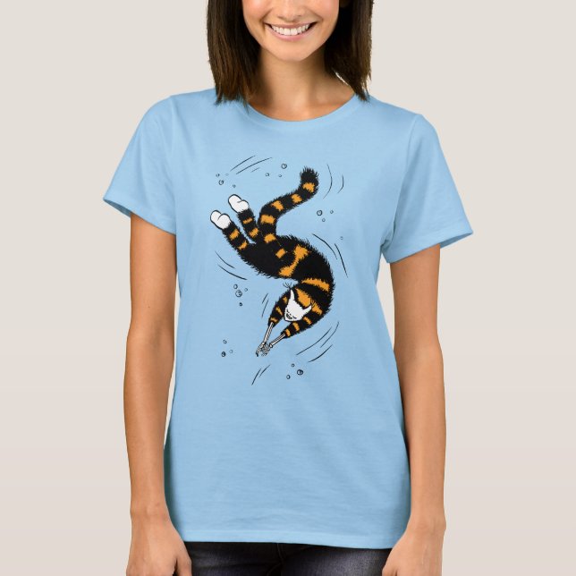 Camiseta Esqueleto del gato de natación del gótico (Anverso)