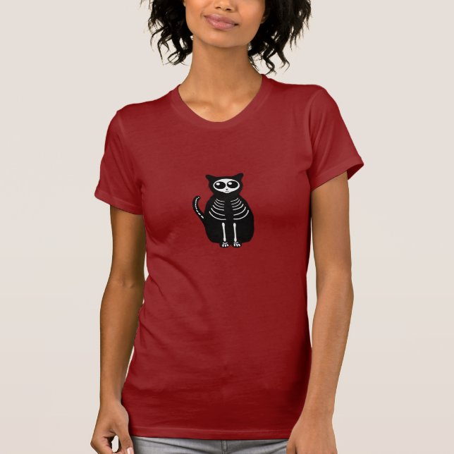 Camiseta Esqueleto del gato Personalizado de Halloween (Anverso)