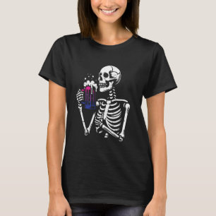 Camiseta Esqueleto del Orgullo Bisexual LGBT-Q Ally Bi Flag