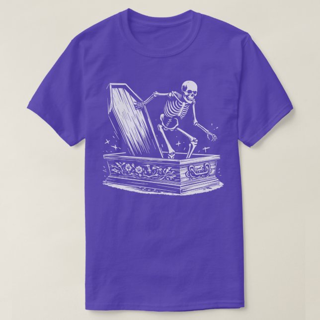 Camiseta esqueleto despertando del ataúd (Diseño del anverso)