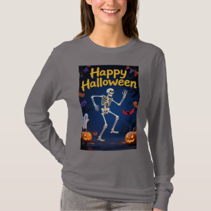 Camiseta Esqueleto Divertido Bailando con Estandarte de "Fe