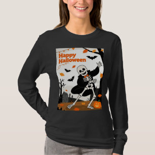 Camiseta Esqueleto Divertido Bailando con Estandarte de "Fe