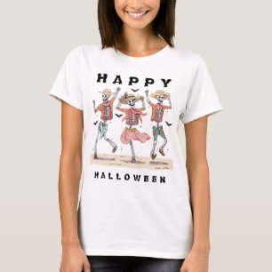 Camiseta Esqueleto divertido bailando Halloween