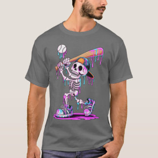 Camiseta Esqueleto Divertido de Béisbol con Goteo para Niño
