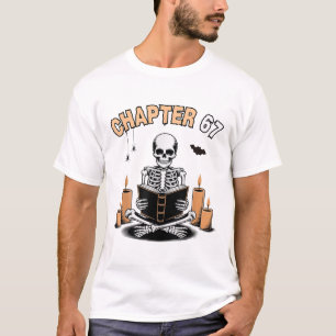 Camiseta Esqueleto divertido de Halloween leyendo libro 67