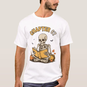 Camiseta Esqueleto divertido de Halloween leyendo libro 67
