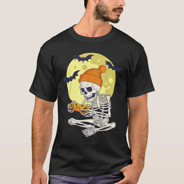 Camiseta Esqueleto divertido de Halloween para jugadores de (Anverso)