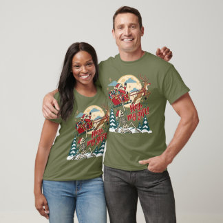 Camiseta Esqueleto divertido de Navidad Santa Trineo Reno