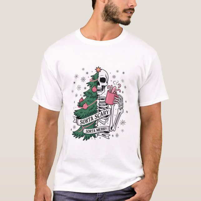 Camiseta Esqueleto Divertido de Navidad Un Poco Alegre Un P (Anverso)