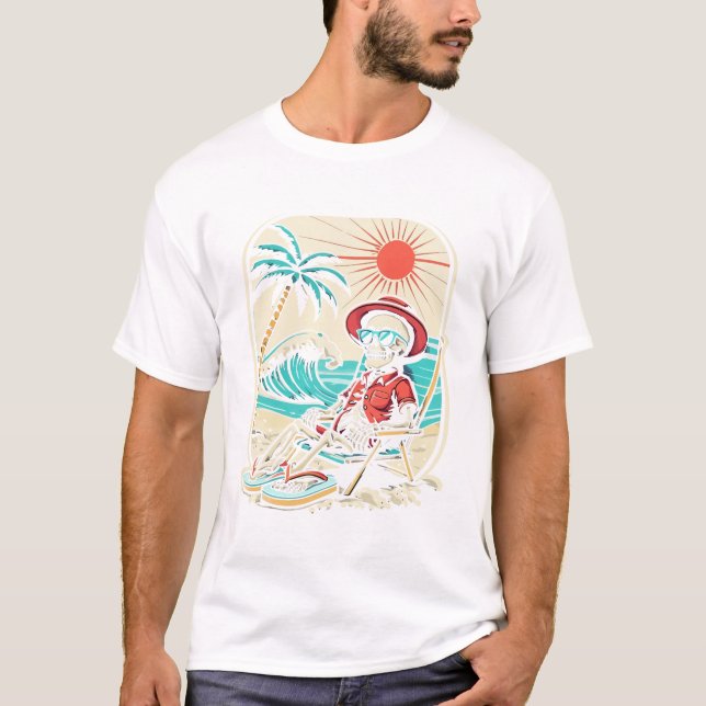 Camiseta Esqueleto Divertido de Verano (Anverso)