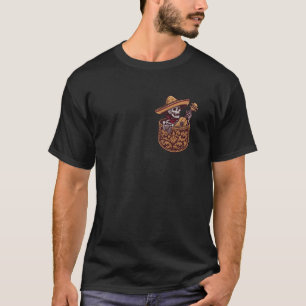 Camiseta Esqueleto Divertido Mariachi Guitarra Bolsillo Cin
