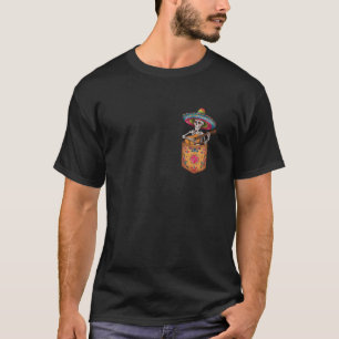 Camiseta Esqueleto Divertido Mariachi Guitarra Bolsillo Cin