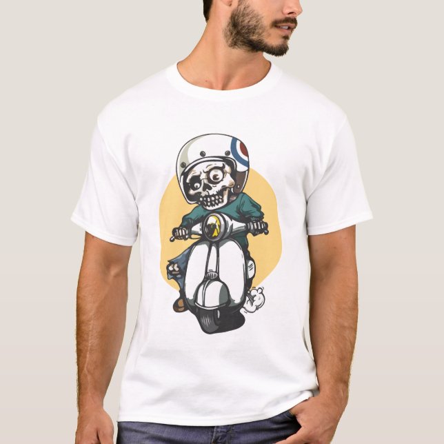 Camiseta Esqueleto Divertido Montando Bicicleta (Anverso)