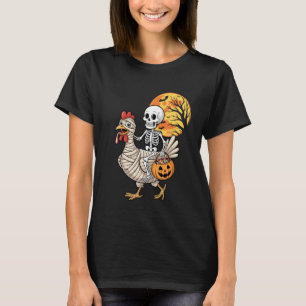 Camiseta Esqueleto Divertido Montando Disfraz de Halloween 