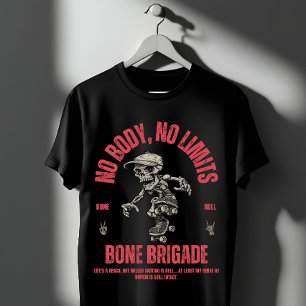 Camiseta Esqueleto Divertido Patinando sobre Ruedas Brigada