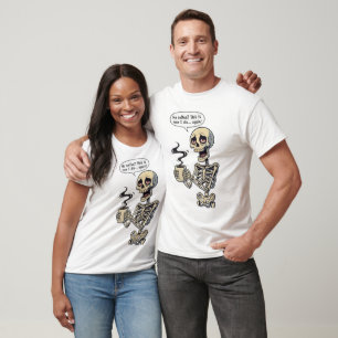 Camiseta Esqueleto Divertido Sin Café Humor
