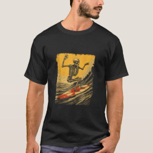 Camiseta Esqueleto Divertido Surfista Surf Vintage Hallowee