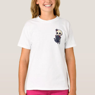 Camiseta Esqueleto Elegante Abrazando a un Gato Negro Espel