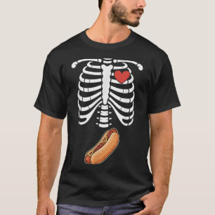 Camiseta Esqueleto Embarazado Hotdog Bulto de Barriga Jaula