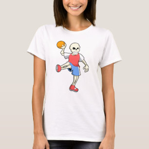 Camiseta Esqueleto en jugador de balonmano con balonmano