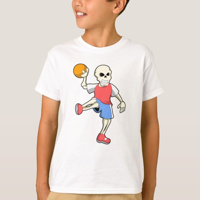 Camiseta Esqueleto en jugador de balonmano con balonmano (Anverso)