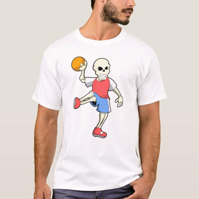 Camiseta Esqueleto en jugador de balonmano con balonmano (Anverso)
