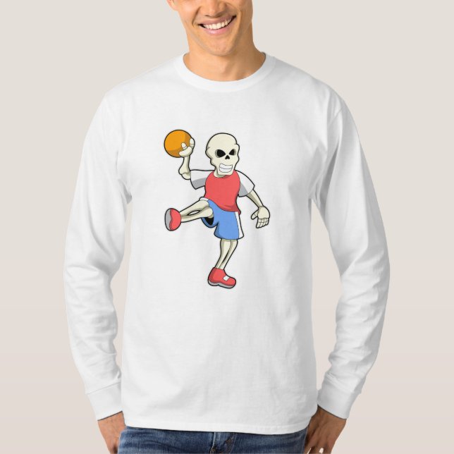 Camiseta Esqueleto en jugador de balonmano con balonmano (Anverso)