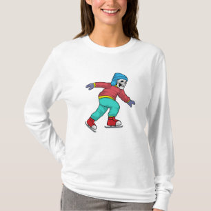 Camiseta Esqueleto en patinaje sobre hielo con patines de h