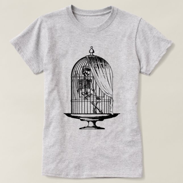 Camiseta Esqueleto en una jaula (Diseño del anverso)